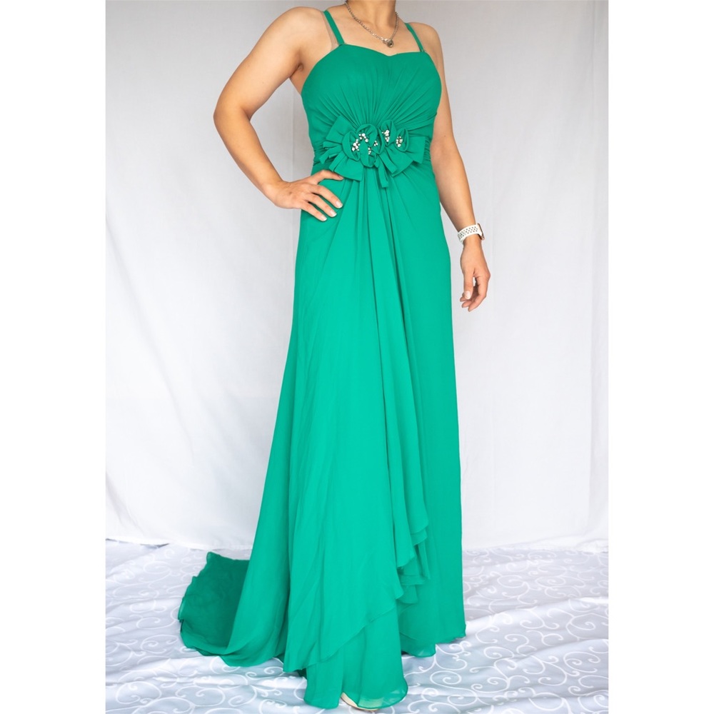 Sequin Formal Evening Gown Custom Made Chiffon Dress Size 4